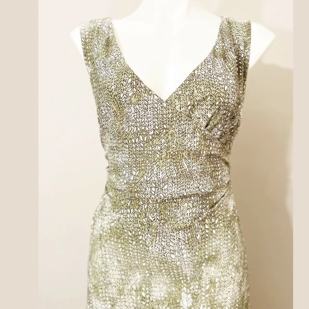 Adrianna Papell Olive Green and Silver Embellished Sheath Dress - Picture 3 of 8